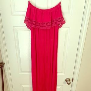 Floor Length Hot Pink Maxi- Strapless